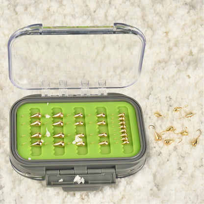 MUUNN 24pcs/18pcs Tungsten Winter Golden Color Ice Fishing Hook Waterproof Double Sided Set, 3.2mm/4.0mm/5.0mm Fishing Jigs, Perch Crappie Walleye Softlure Bait Hook