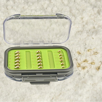 MUUNN 24pcs/18pcs Tungsten Winter Golden Color Ice Fishing Hook Waterproof Double Sided Set, 3.2mm/4.0mm/5.0mm Fishing Jigs, Perch Crappie Walleye Softlure Bait Hook