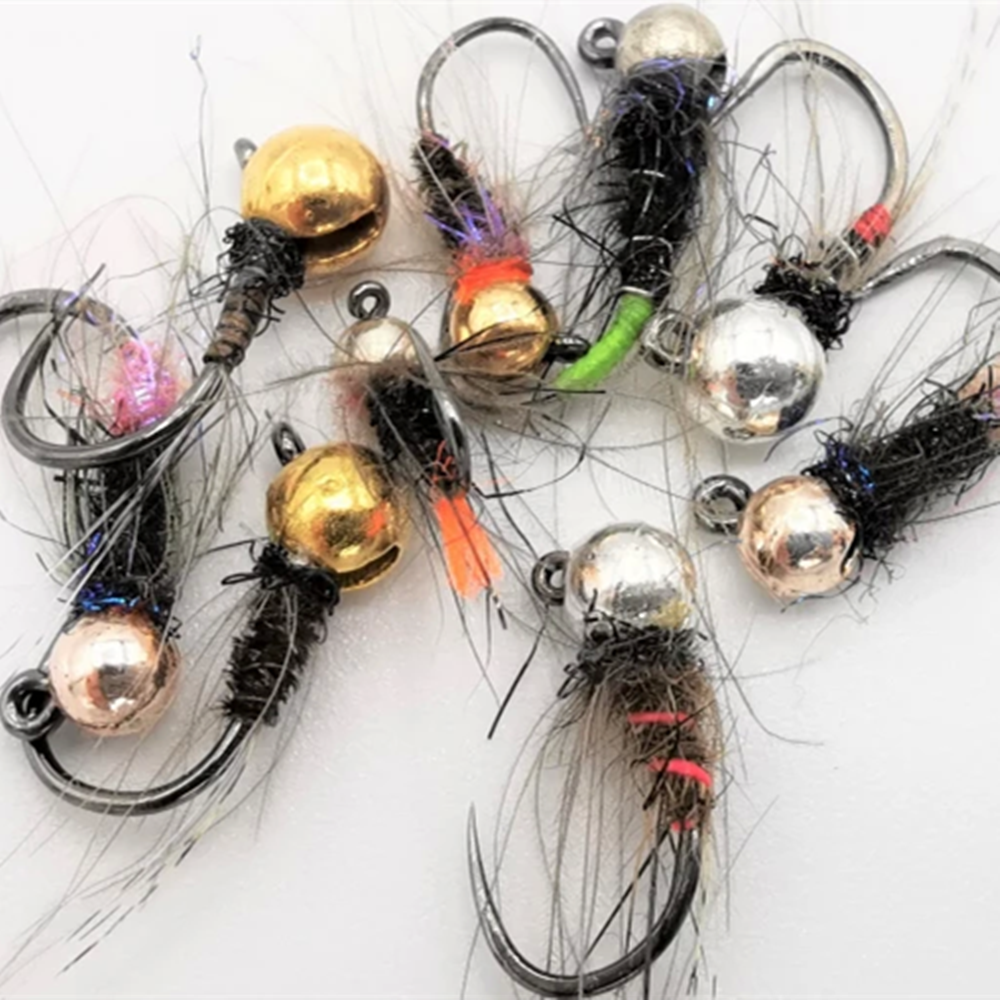 MUUNN 100PCS Fly Fishing Hooks,Dry Nymph Shirmp Wet Caddis,Wide Gape Jig  Head Barless Hooks,High-Carbon Steel Fly Tying Hooks