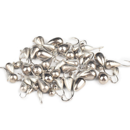 MUUNN 50PCS Tungsten Tear Drop Ice Jigs,Winter Hook Plain 2.7mm/3.2mm/4mm/5mm/5.5mm,Pike Trout Perch Lure Tackel