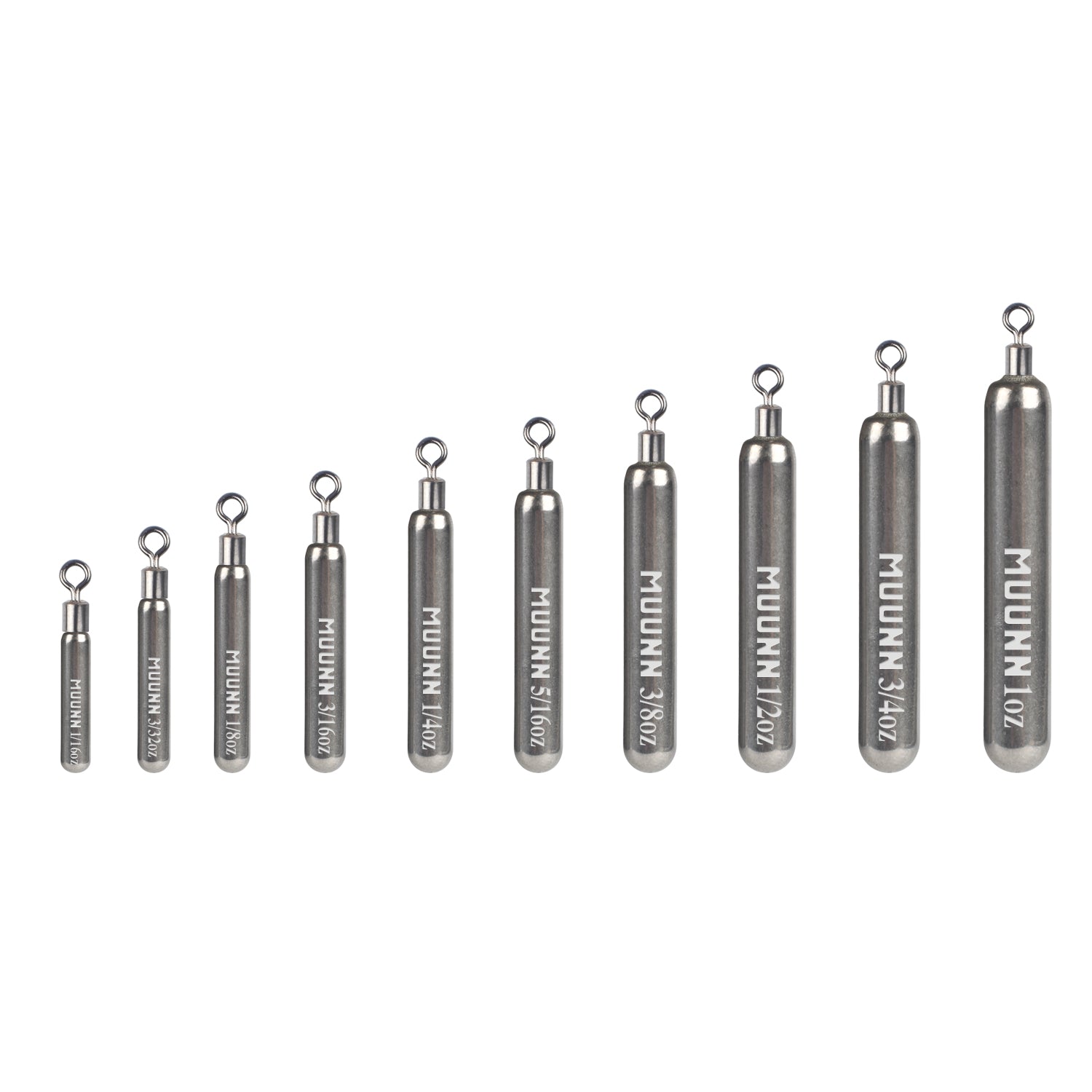 MUUNN 10PCS Tungsten Sinker,Skinny Drop Shot Weight,Round Eye,Jika