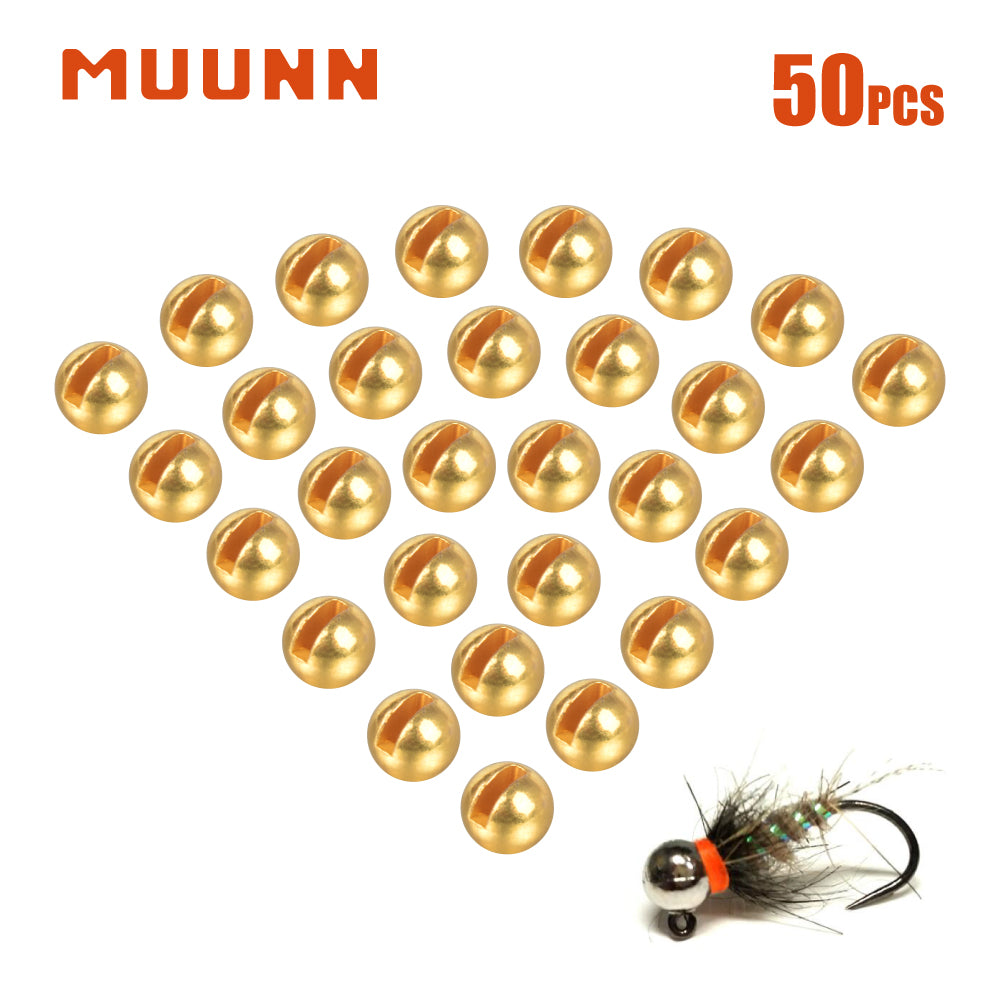 MUUNN 50pcs Tungsten Slotted Beads 3.8mm-6.4mm Fly Tying Material Trout Flies Fishing Tungsten Beads 3.8-6.4mm Jig Hook