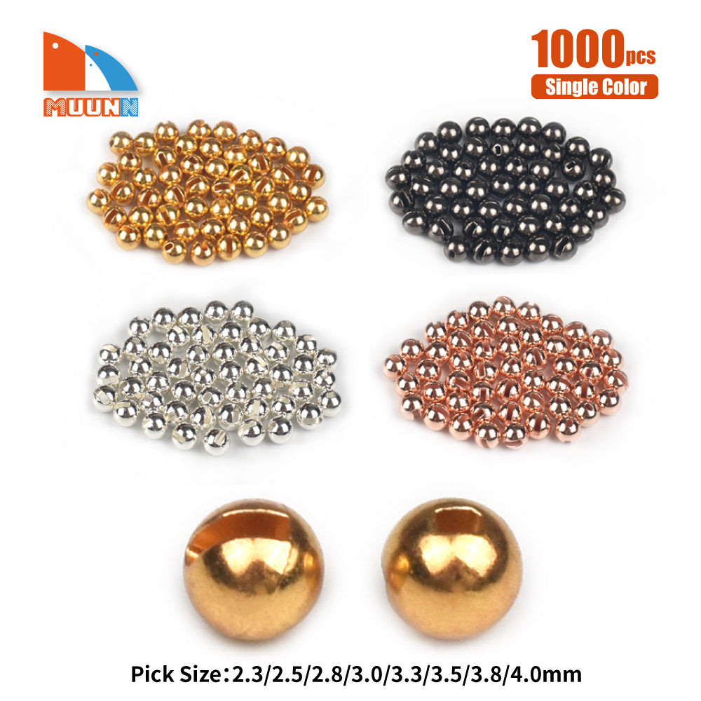 MUUNN 1000pcs 2.3~4.0mm Tungsten Slotted Beads Fly Fishing Beads,Trout Bluegill Crappie Fishing Nymph Flies DIY Tying Material