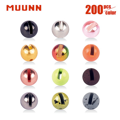 MUUNN 200pcs Tungsten Slotted Beads 2.5mm-3.8mm Trout Perch Fishing Fly Tying Fishing Accessories DIY Material