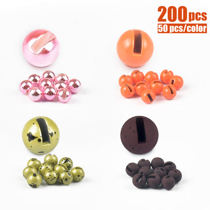 MUUNN 200pcs Tungsten Slotted Beads Fly Tying 2.5-3.8mm Fly Fishing Beads Colorful Trout Perch Lure Tackel