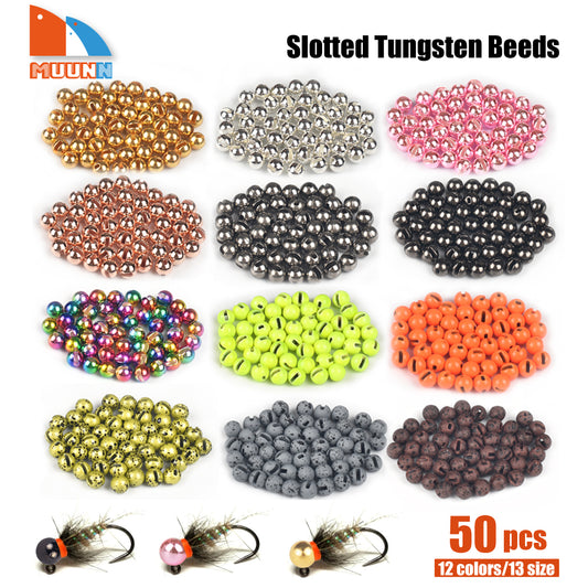 MUUNN Classic Metallic Premium Slotted Tungsten Beads for Fly Tying