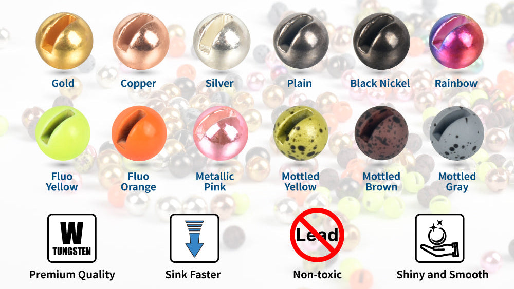 MUUNN Classic Metallic Premium Slotted Tungsten Beads for Fly Tying