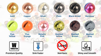 MUUNN Classic Metallic Premium Slotted Tungsten Beads for Fly Tying