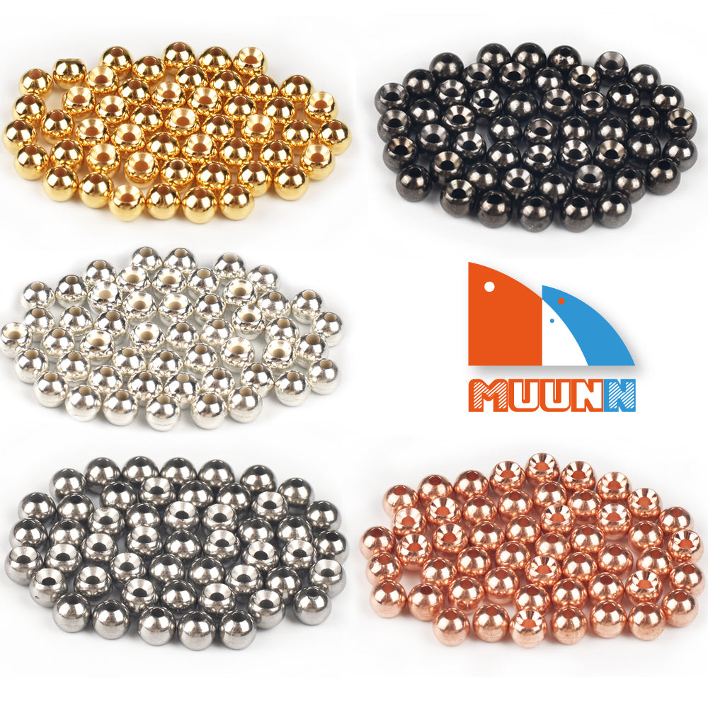 MUUNN 100pcs Fly Tying Cyclops Tungsten Beads ,3.8-6.4mm Nymph
