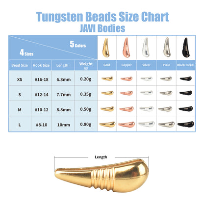 MUUNN Tungsten Nymphs Javi Beads Fly Tying Material Size XS-l Multi-Color DIY Flies Fresh Water Jig Hook Trout Fishing Tool