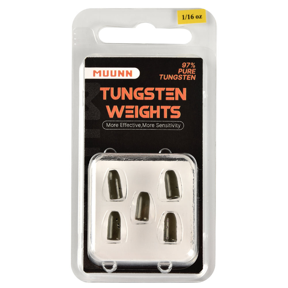 MUUNN Tungsten Bullet Sinker Worm Weight 1/16oz-1oz Packaged Bass Perch Salmon Fishing Texas/Carolina Rig Lure Accessories