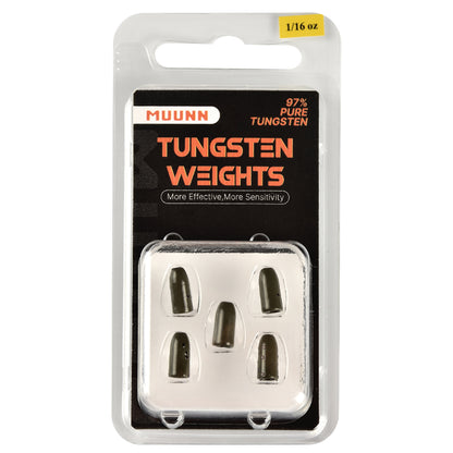 MUUNN Tungsten Bullet Sinker Worm Weight 1/16oz-1oz Packaged Bass Perch Salmon Fishing Texas/Carolina Rig Lure Accessories