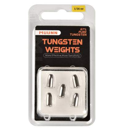 MUUNN Tungsten Bullet Sinker Worm Weight 1/16oz-1oz Packaged Bass Perch Salmon Fishing Texas/Carolina Rig Lure Accessories