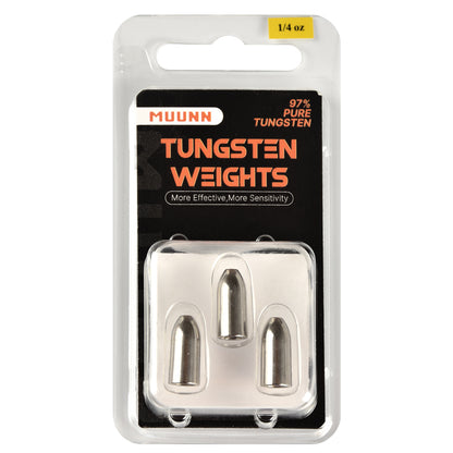 MUUNN Tungsten Bullet Sinker Worm Weight 1/16oz-1oz Packaged Bass Perch Salmon Fishing Texas/Carolina Rig Lure Accessories