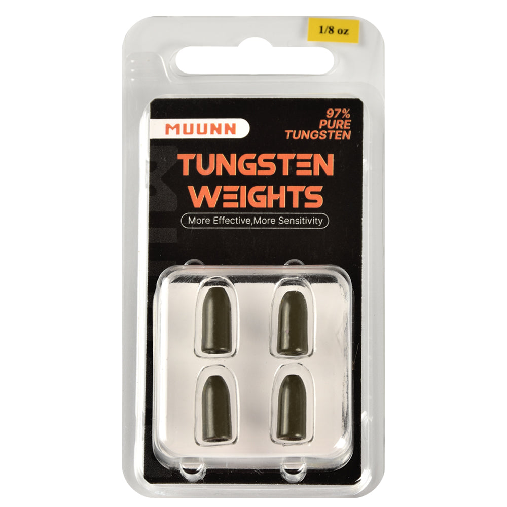 MUUNN Tungsten Bullet Sinker Worm Weight 1/16oz-1oz Packaged Bass Perch Salmon Fishing Texas/Carolina Rig Lure Accessories