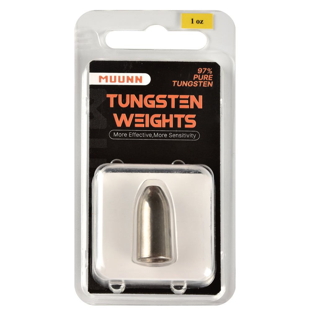 MUUNN Tungsten Bullet Sinker Worm Weight 1/16oz-1oz Packaged Bass Perch Salmon Fishing Texas/Carolina Rig Lure Accessories