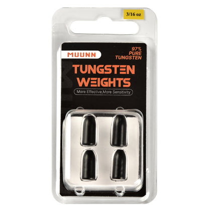 MUUNN Tungsten Bullet Sinker Worm Weight 1/16oz-1oz Packaged Bass Perch Salmon Fishing Texas/Carolina Rig Lure Accessories