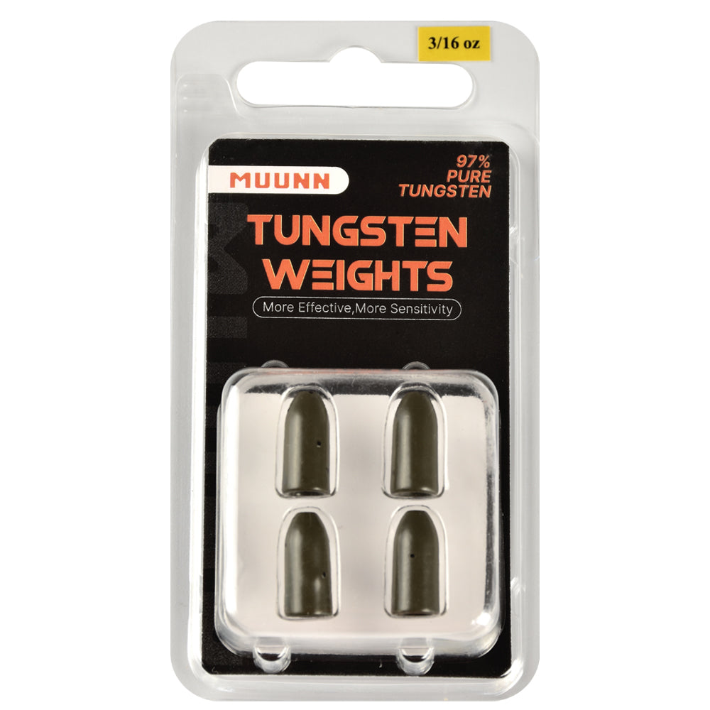 MUUNN Tungsten Bullet Sinker Worm Weight 1/16oz-1oz Packaged Bass Perch Salmon Fishing Texas/Carolina Rig Lure Accessories