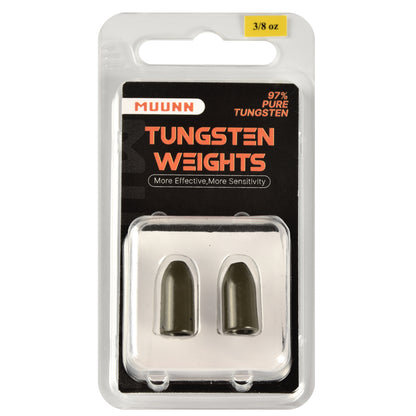 MUUNN Tungsten Bullet Sinker Worm Weight 1/16oz-1oz Packaged Bass Perch Salmon Fishing Texas/Carolina Rig Lure Accessories