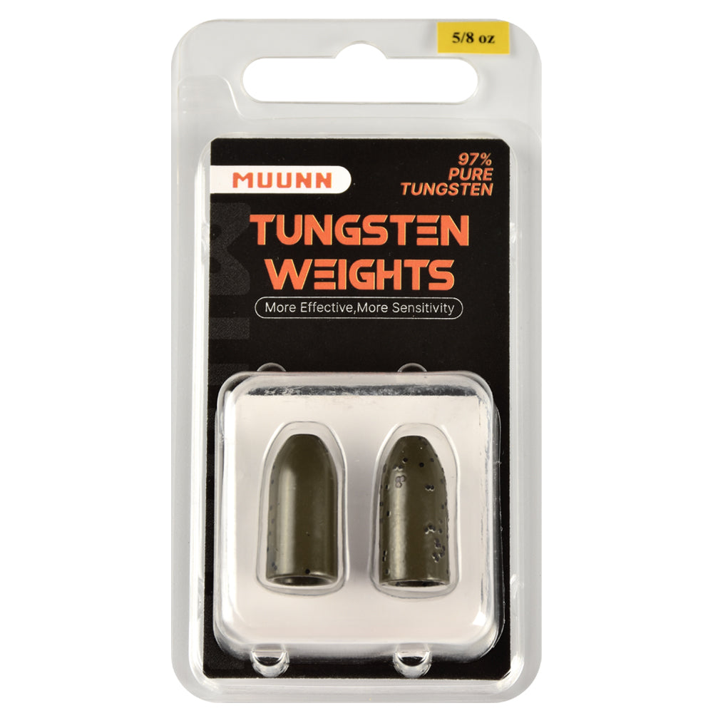 MUUNN Tungsten Bullet Sinker Worm Weight 1/16oz-1oz Packaged Bass Perch Salmon Fishing Texas/Carolina Rig Lure Accessories