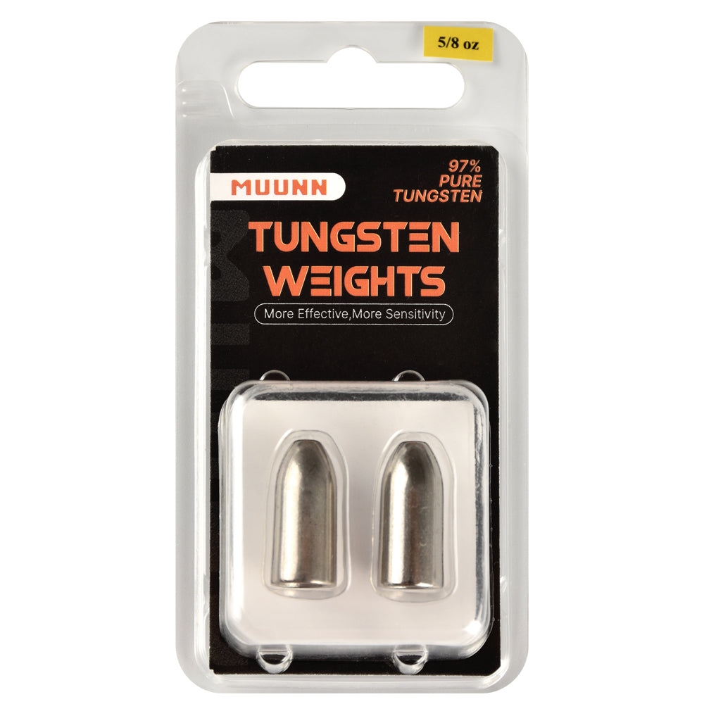 MUUNN Tungsten Bullet Sinker Worm Weight 1/16oz-1oz Packaged Bass Perch Salmon Fishing Texas/Carolina Rig Lure Accessories