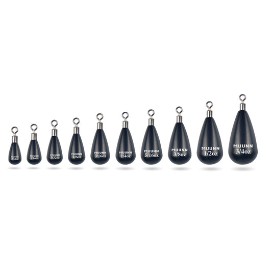 Tungsten Teardrop Swivel Drop Shot Weights – Anti-Tangle Sinkers for Finesse Bass Fishing – 10-Pack (Choose Your Weight: 3/64-3/4 oz | 1.3-21 g)