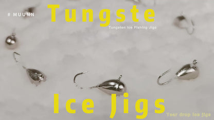 MUUNN Tungsten Mormyshka Ice Jigs,Winter Fishing Hyabusa Hooks 2.7mm/3.2mm/4mm/5mm/5.5mm, Bluegill Crappie Perch Lure Tackel