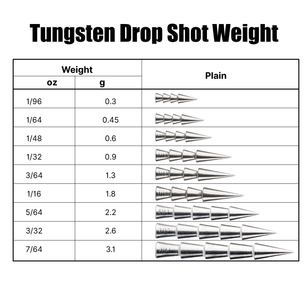 MUUNN Tungsten Tear Drop Shot Weights,10pcs 3/64OZ-3/4OZ Sinker