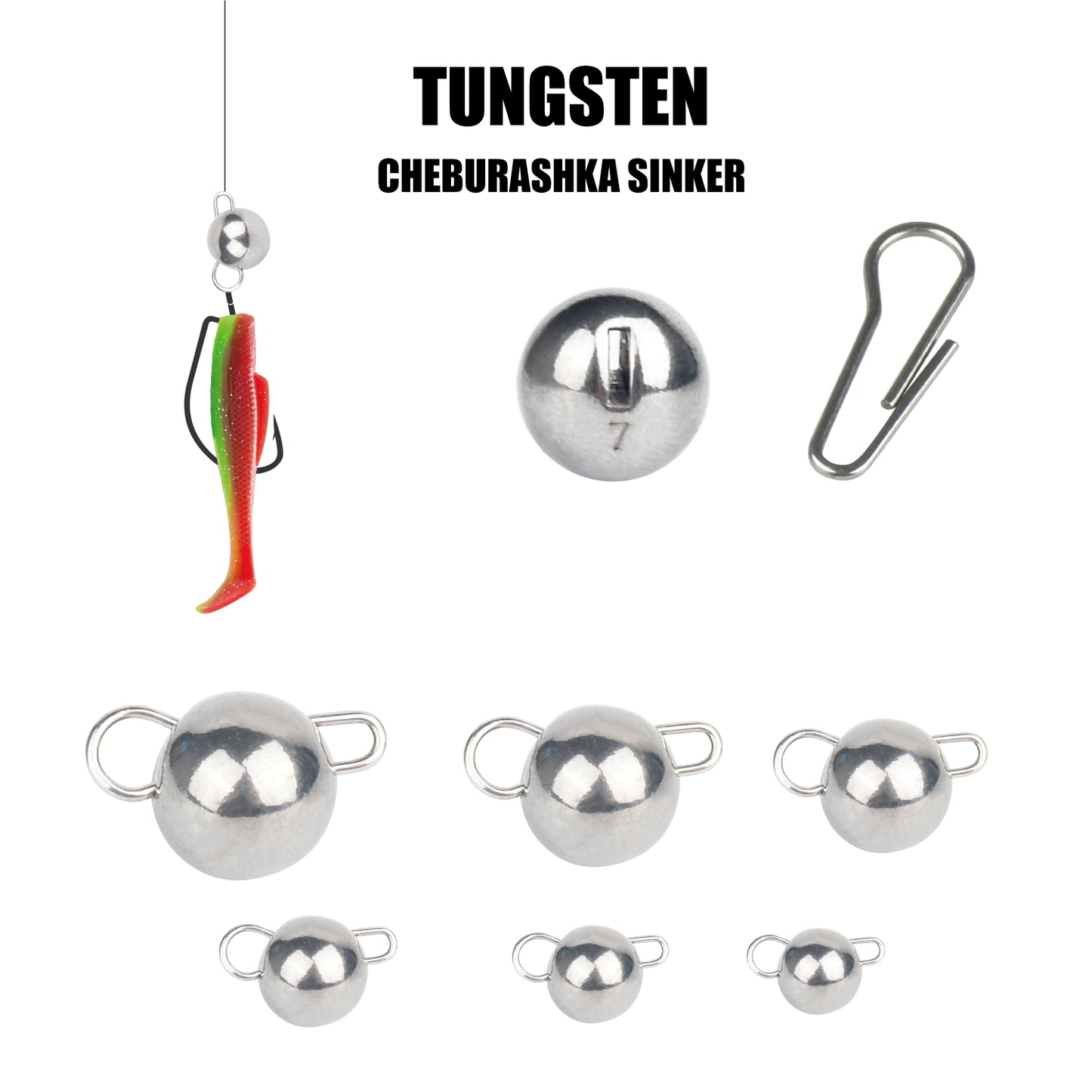 MUUNN 10PCS Tungsten Cheburashka Sinker,Fishing Weight,1G/1.5G/2G/3G/5G/7G,  Tackle For Soft Worm Bait,Bass Perch Salmon Lures