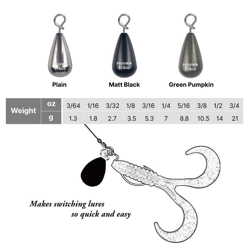MUUNN 10PCS Tungsten Sinker Shot Tear Drop Weight,1.3g-10.5g,Jika Rig – MUUNN  FISHING TACKLE